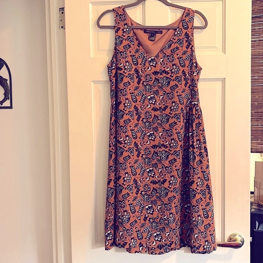 Rare Halloween 100% Silk Marc by Marc Jacobs Dress with Bat/Autumn Print